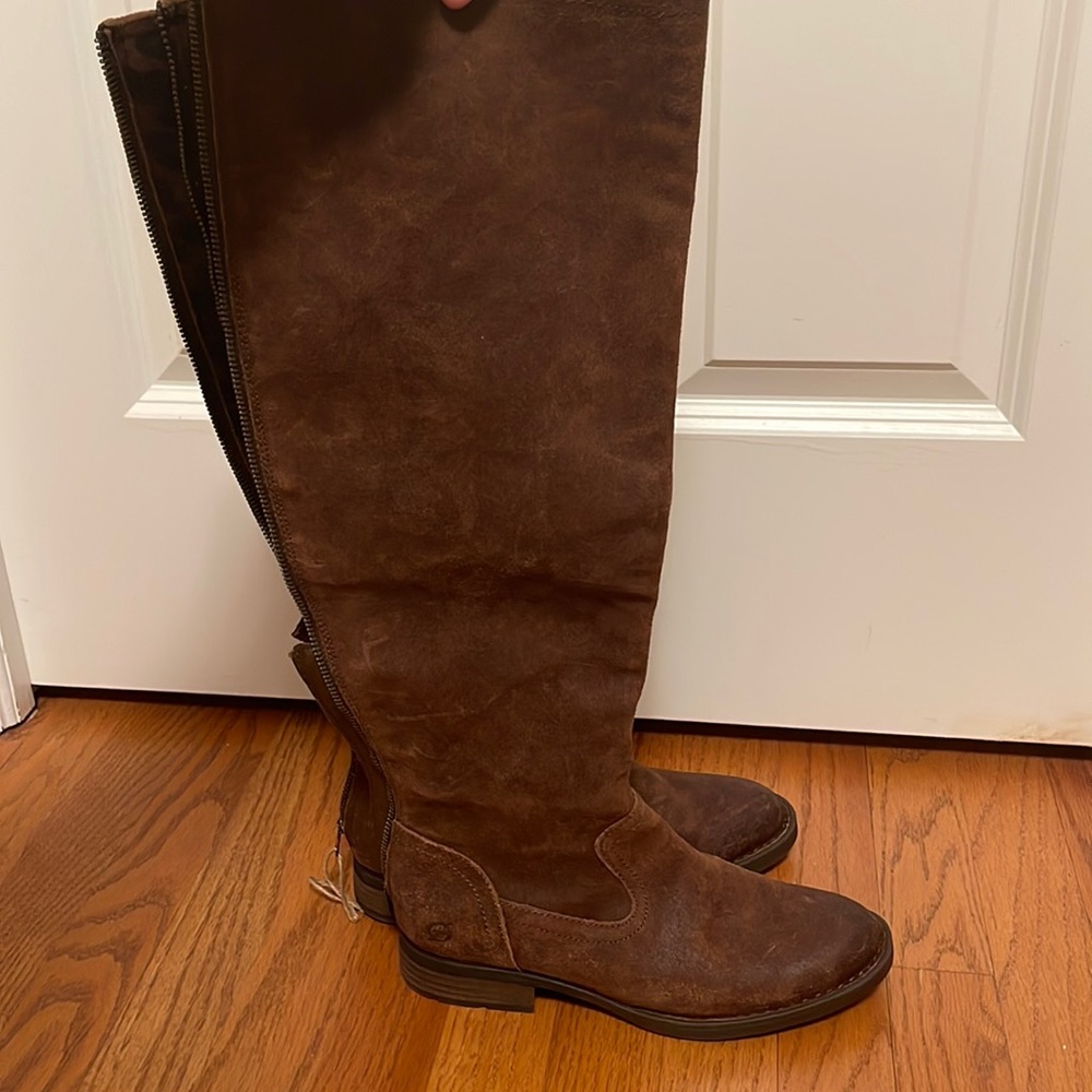 New Born Borman tall brown/rust leather boots